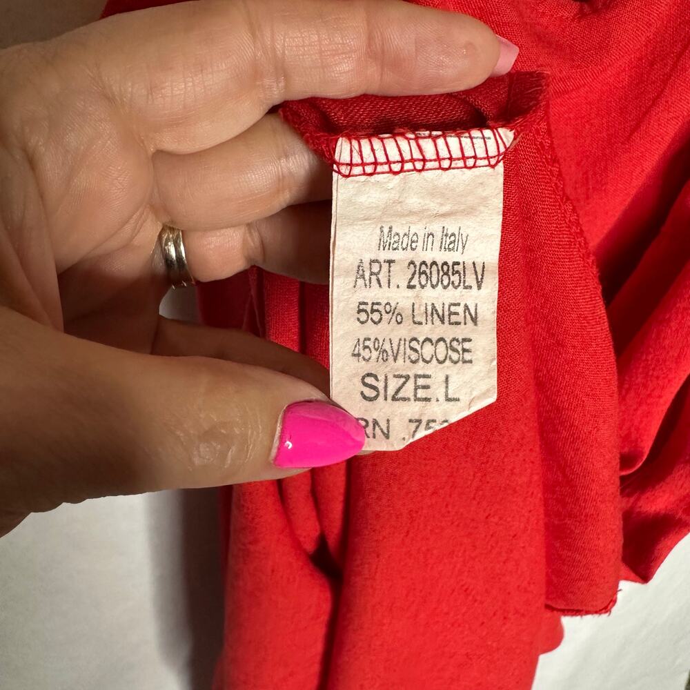 NWT Valentina Naldi Italian Red Linen Blend Crossback Sundress – Size L - Picture 8 of 11